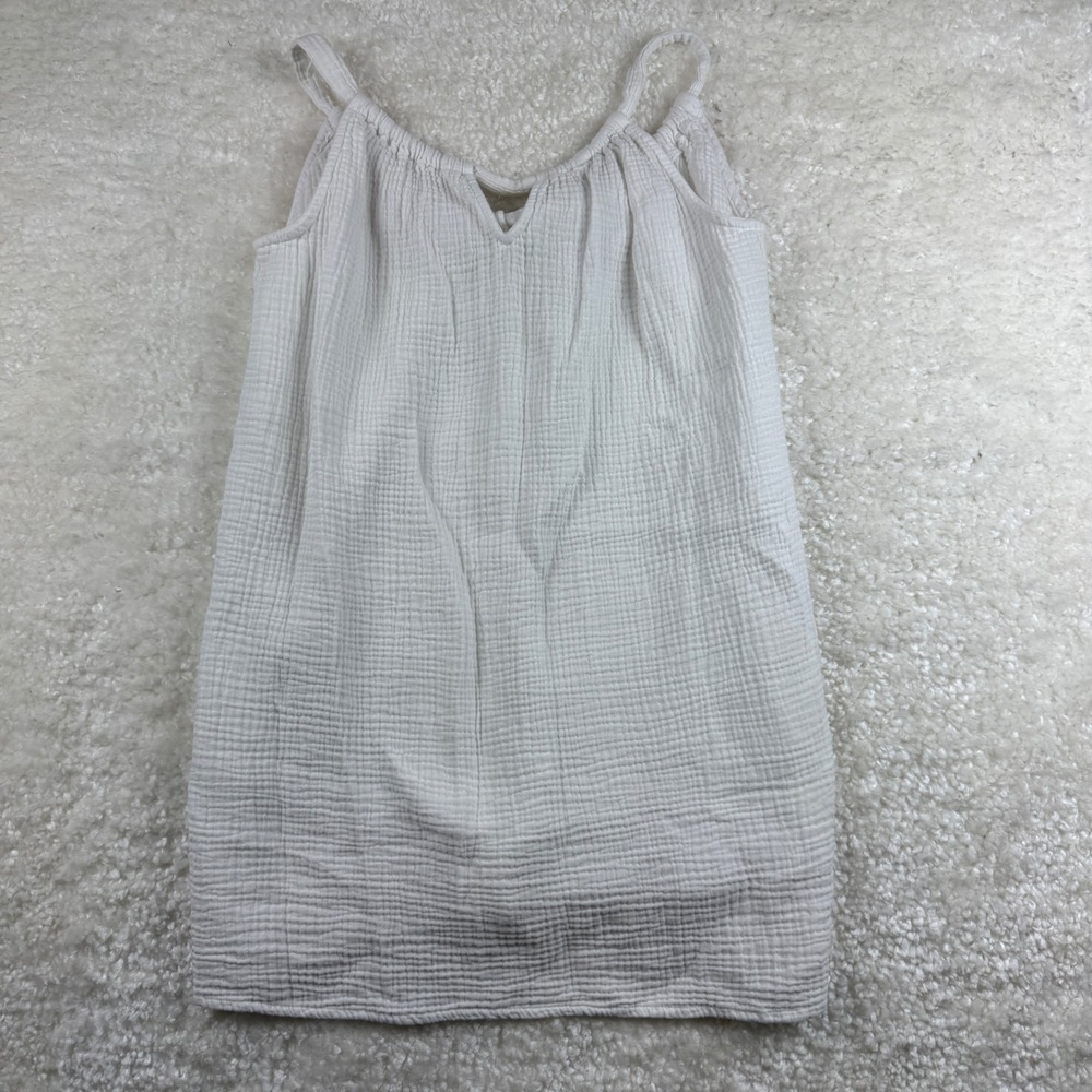 Shade & Shore Swim Cover Up Dress Womens XS White Cotton Gauze Keyhole Tie